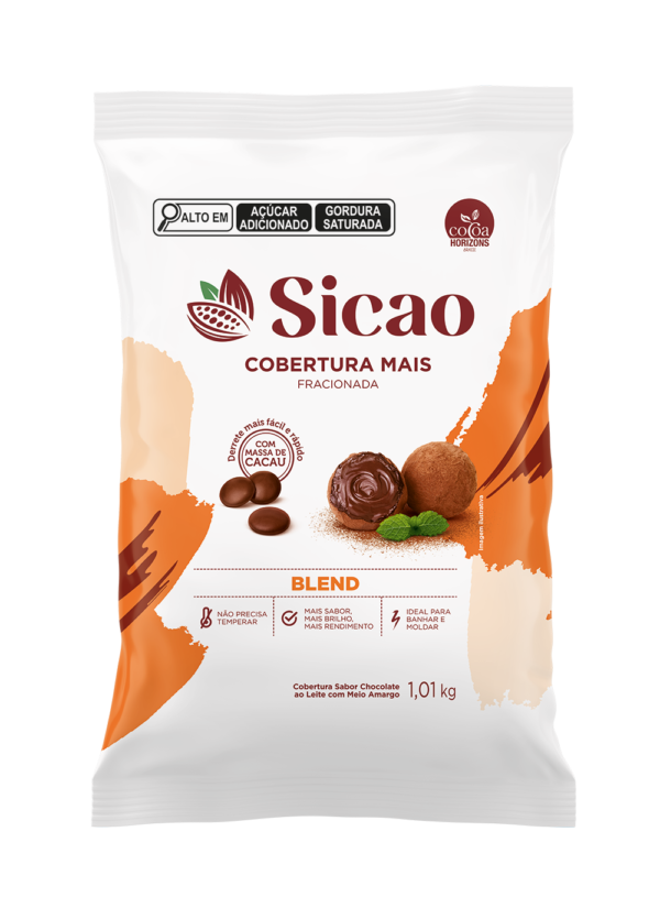 Cobertura sabor chocolate ao leite com meio amargo Blend Sicao Fácil Derretimento 1,01KG REF. ILM-EZ-0016106-K15