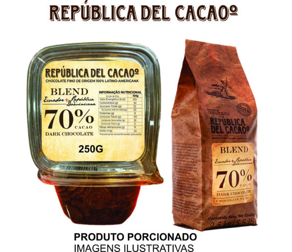 CHOCOLATE AMARGO 70% 250G - REPÚBLICA DEL CACAO PORCIONADO - 19902054