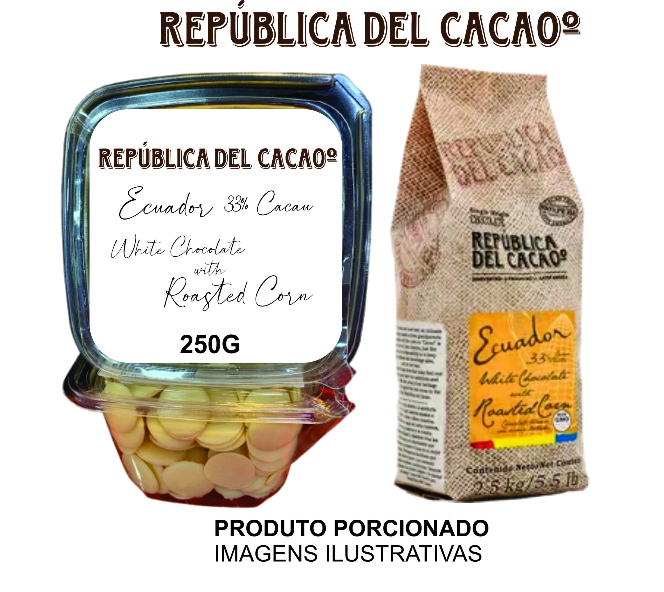CHOCOLATE BRANCO C/ MILHO TORRADO 500G - PORCIONADO 19902022 - REPUBLICA DEL CACAO