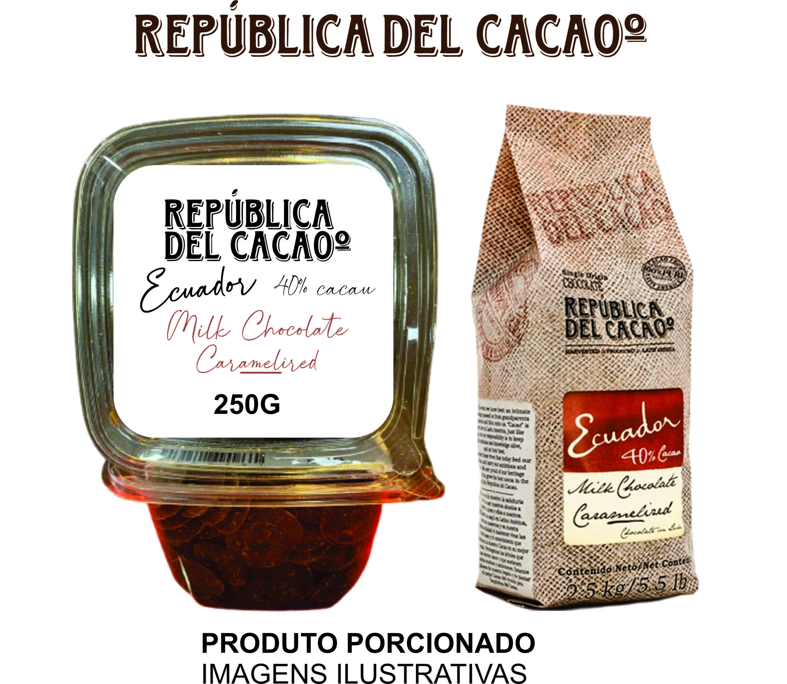 CHOCOLATE AO LEITE CARAMELIZADO 40% 250G - PORCIONADO 19902018 - REPUBLICA DEL CACAO