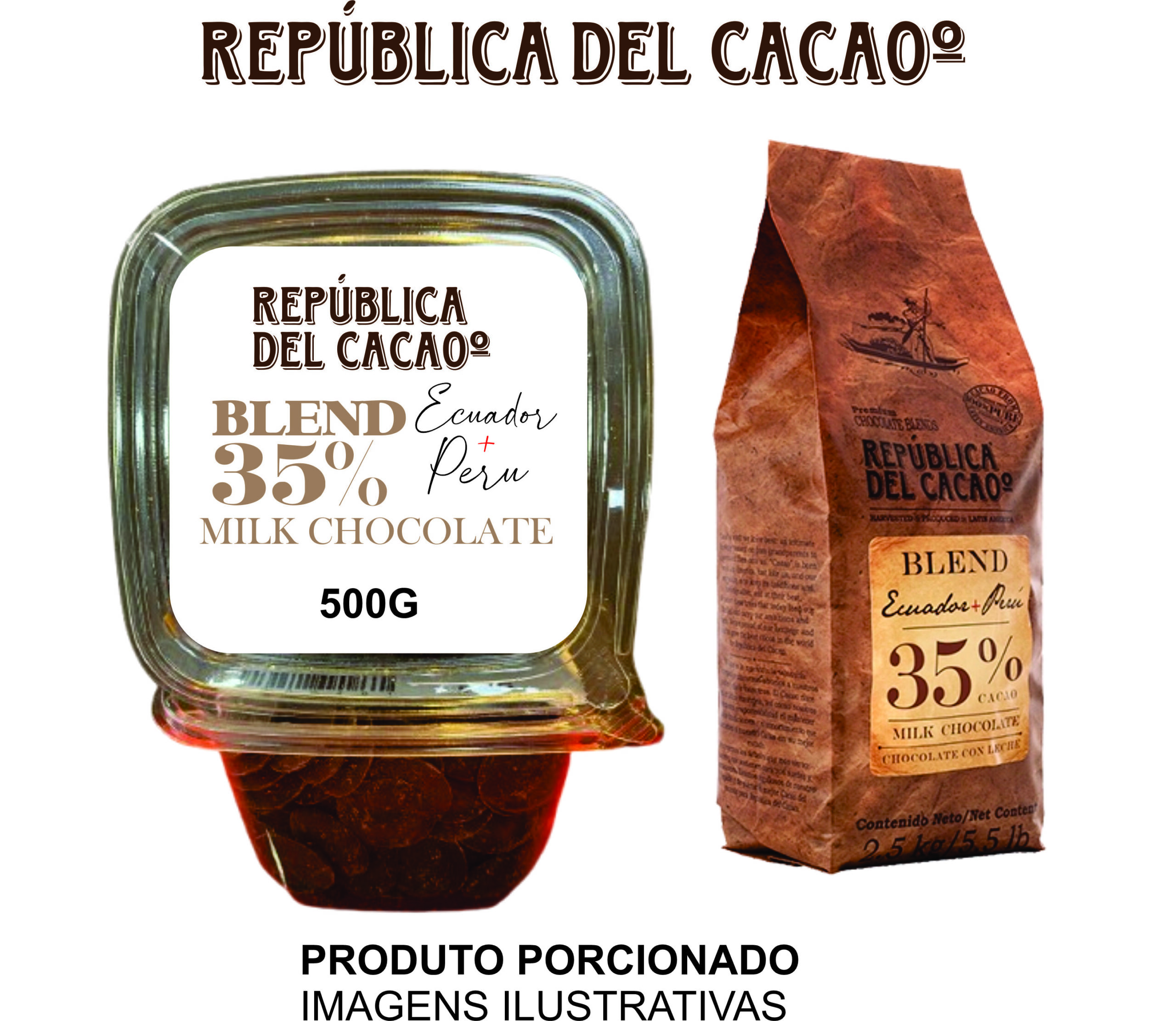 CHOCOLATE AO LEITE BLEND 35% 500G - REPUBLICA DEL CACAO PORCIONADO - 199020206