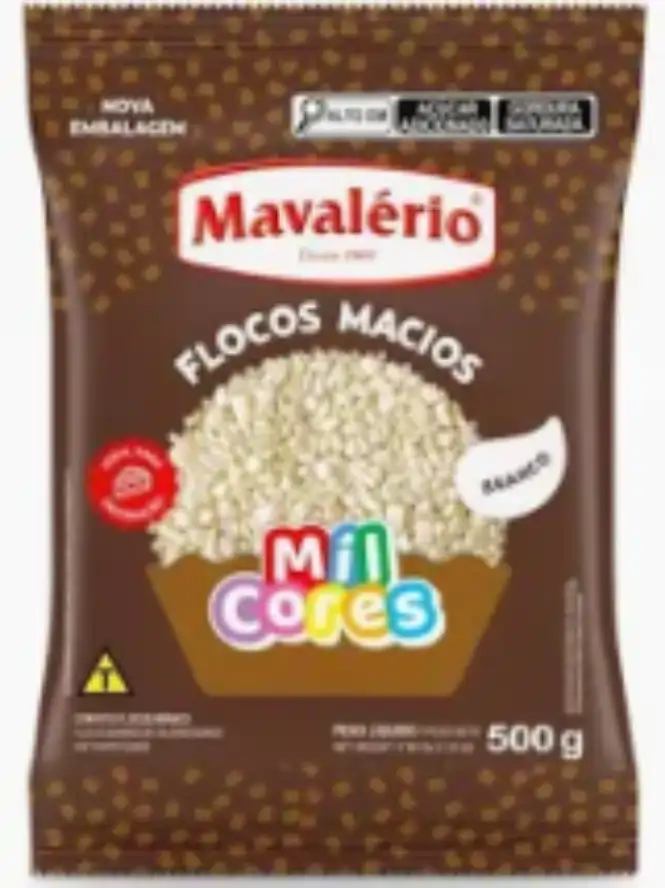 FLOCOS MACIOS SABOR CHOCOLATE BRANCO 500G REF. 4280 MAVALÉRIO